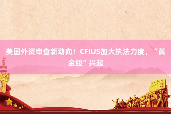 美國外資審查新動向！CFIUS加大執法力度，“黃金股”興起