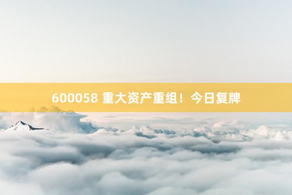 600058 重大資產(chǎn)重組!今日復(fù)牌