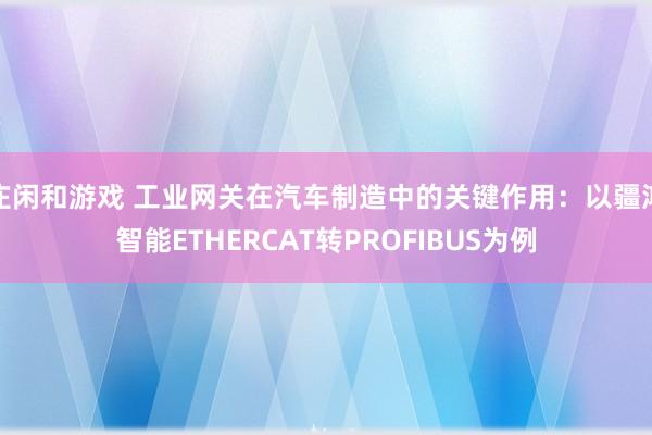 莊閑和游戲 工業網關在汽車制造中的關鍵作用:以疆鴻智能ETHERCAT轉PROFIBUS為例